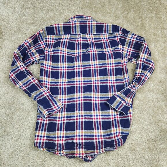 VTG Scotsman Co Flannel Shirt Mens Small Red White Blue Plaid Work USA A857 - Picture 5 of 10